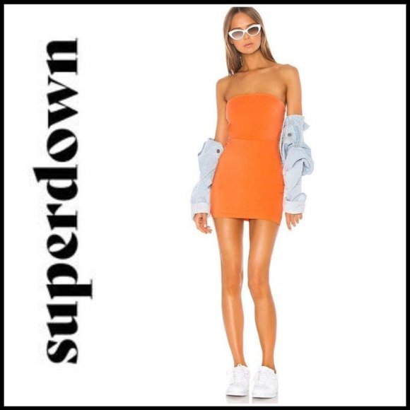 Superdown Dresses & Skirts - NWT SUPERDOWN Anita Strapless Mini in Orange, S